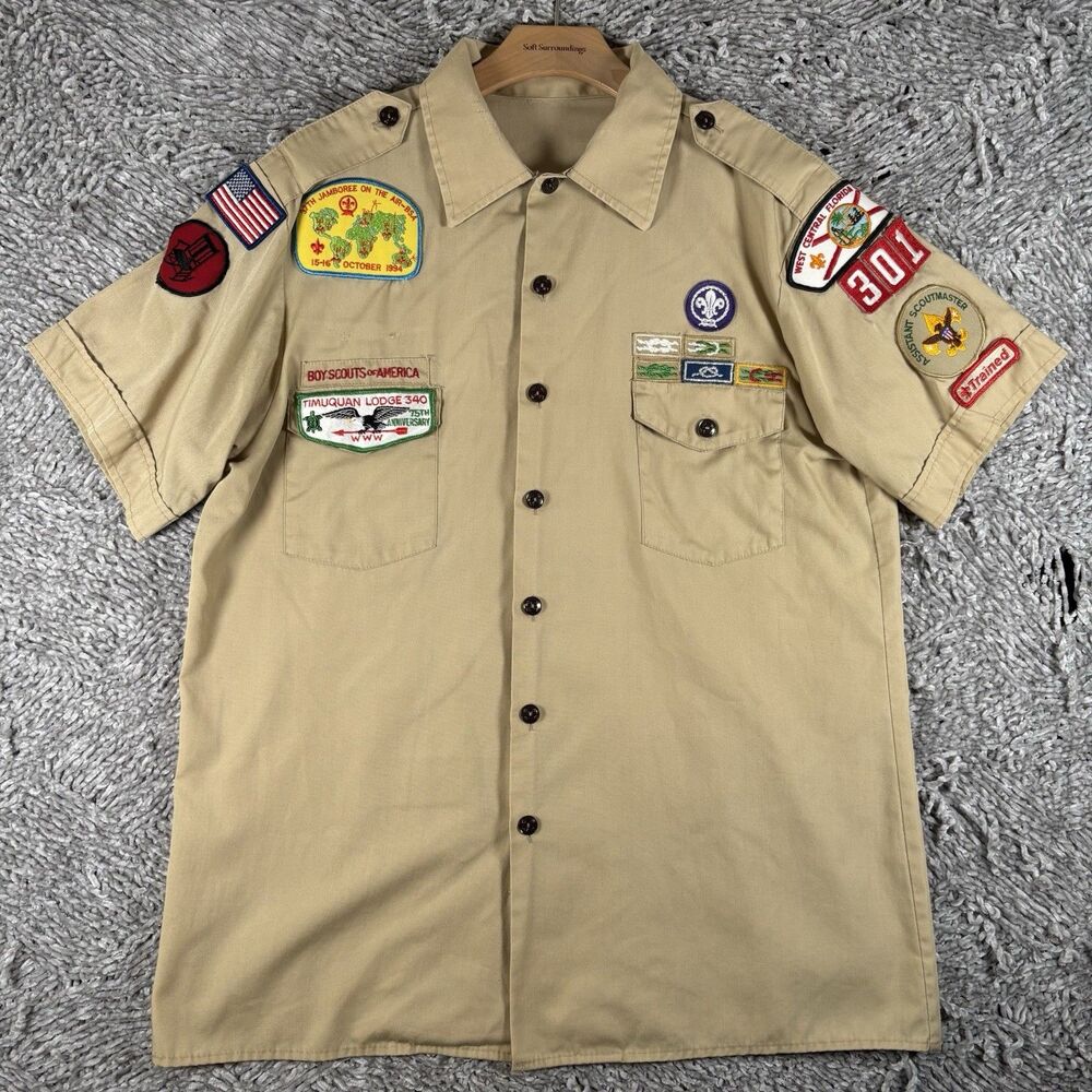 Boy Scout of America Authentic Camp Shirt Men's Embroidered TIMUQUAN LODGE 340